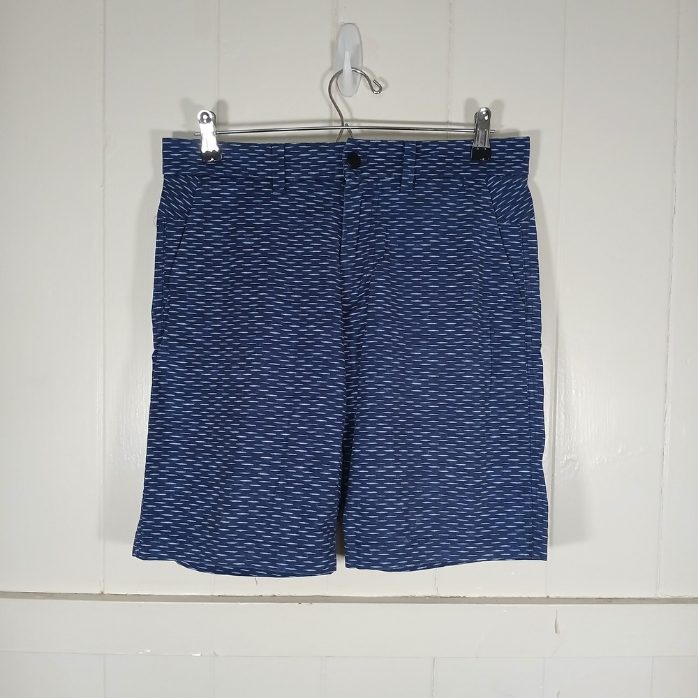 Lululemon Commission Shorts Men 30 Blue White Ikat Dash Organic Cotton Stretch
